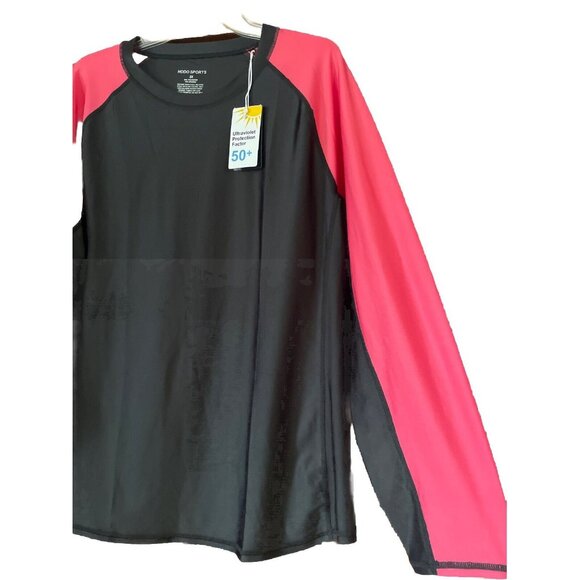 Women's UPF50+ Long Sleeve T-Shirt Quick Dry Performance Sport Shirts Black Pink - Picture 3 of 7